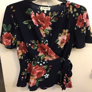 Navy Blue floral Top